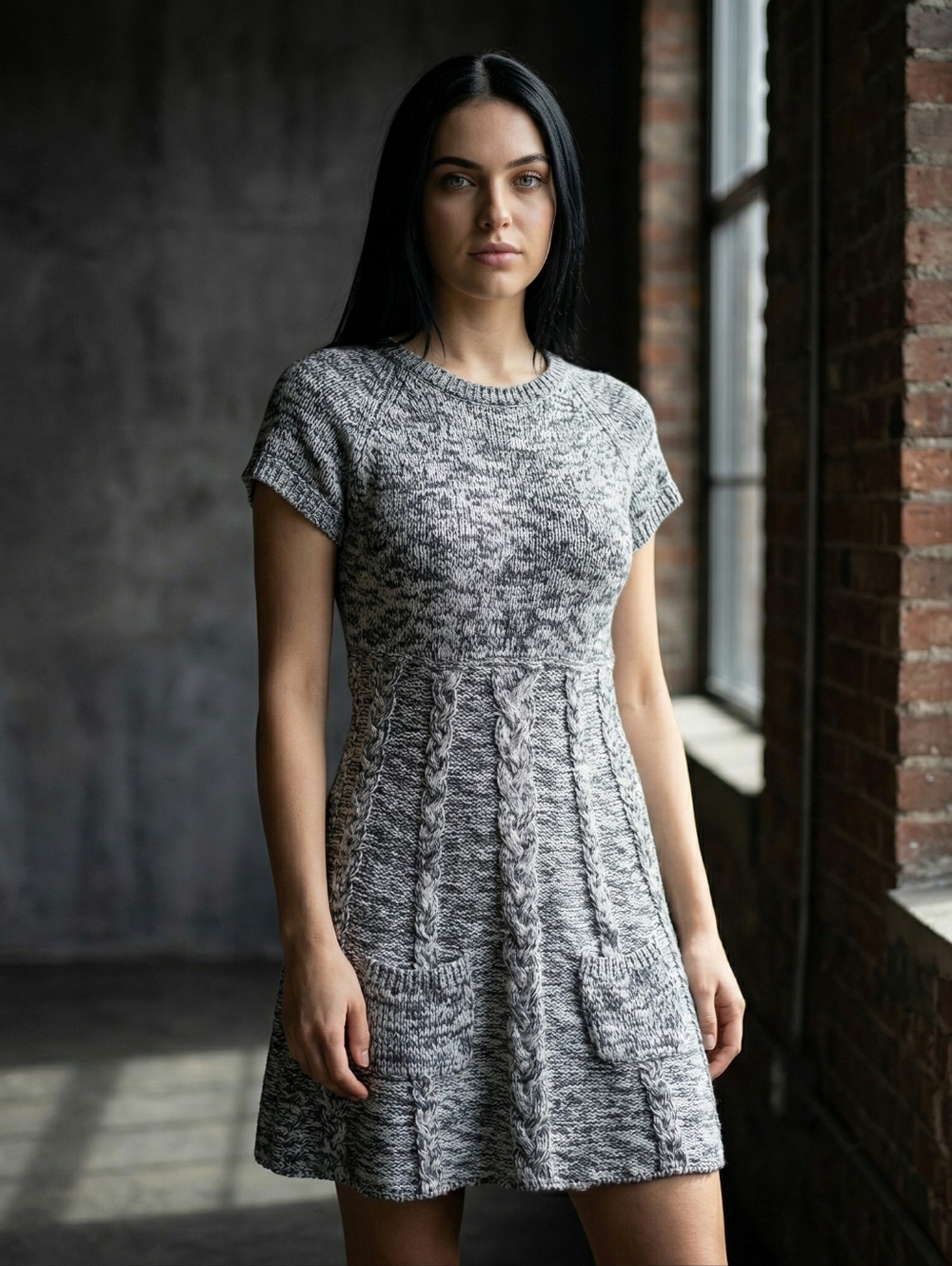 EUC Adorable Style & Co Size Small Gray Raglan Sleeve Sweater Dress!!